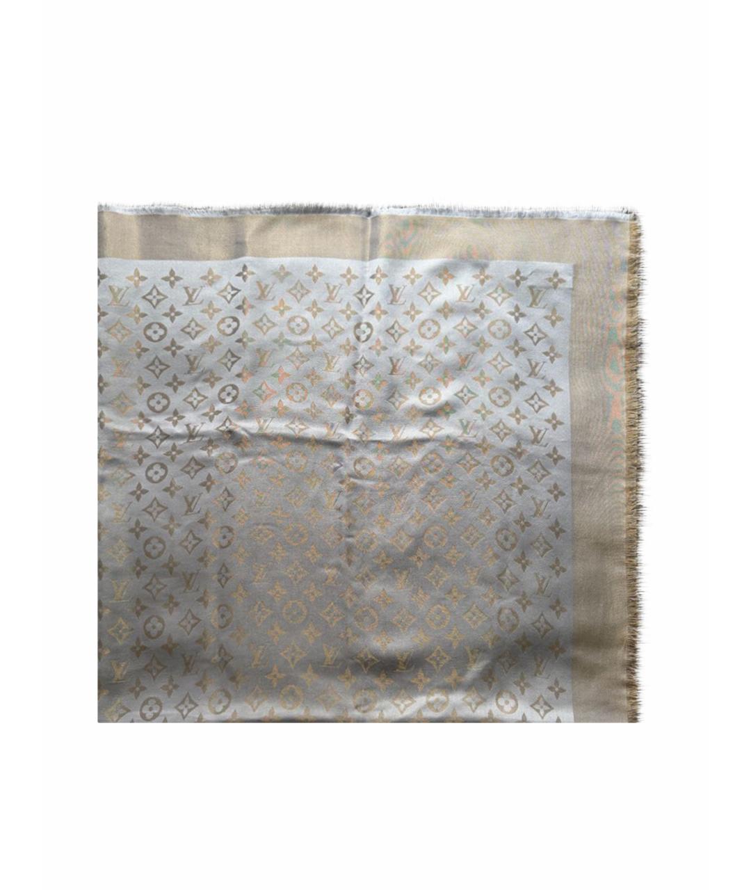 LOUIS VUITTON Бежевый шелковый платок, фото 1