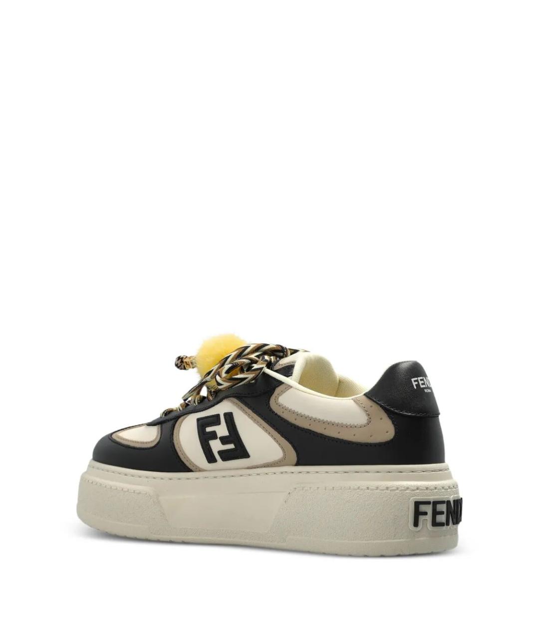 FENDI Черные кожаные кроссовки, фото 2