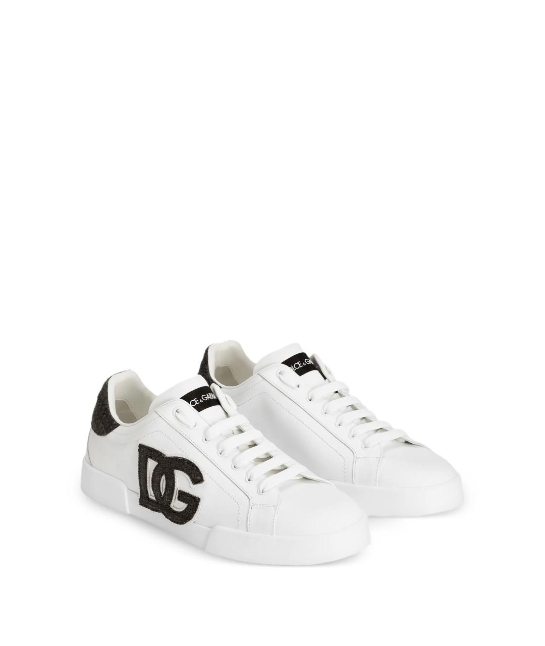 DOLCE&GABBANA Белые кожаные низкие кроссовки / кеды, фото 2