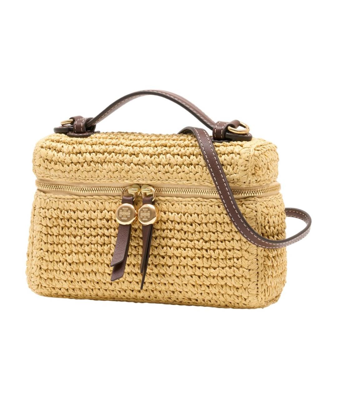 TORY BURCH Бежевая пелетеная сумка с короткими ручками, фото 2