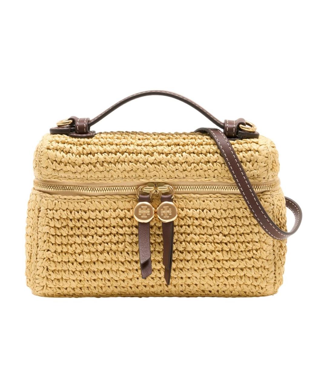 TORY BURCH Бежевая пелетеная сумка с короткими ручками, фото 1