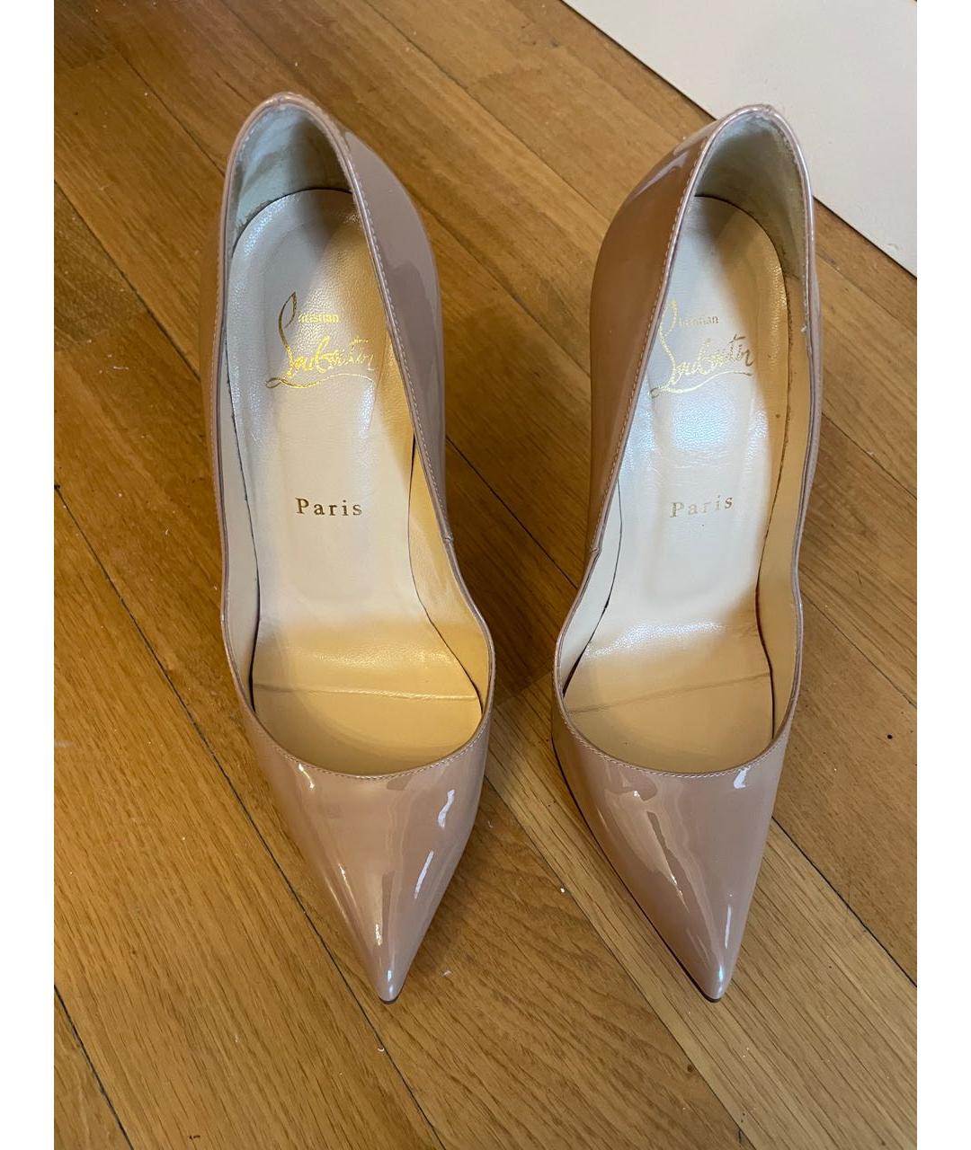 CHRISTIAN LOUBOUTIN Бежевые кожаные туфли, фото 2