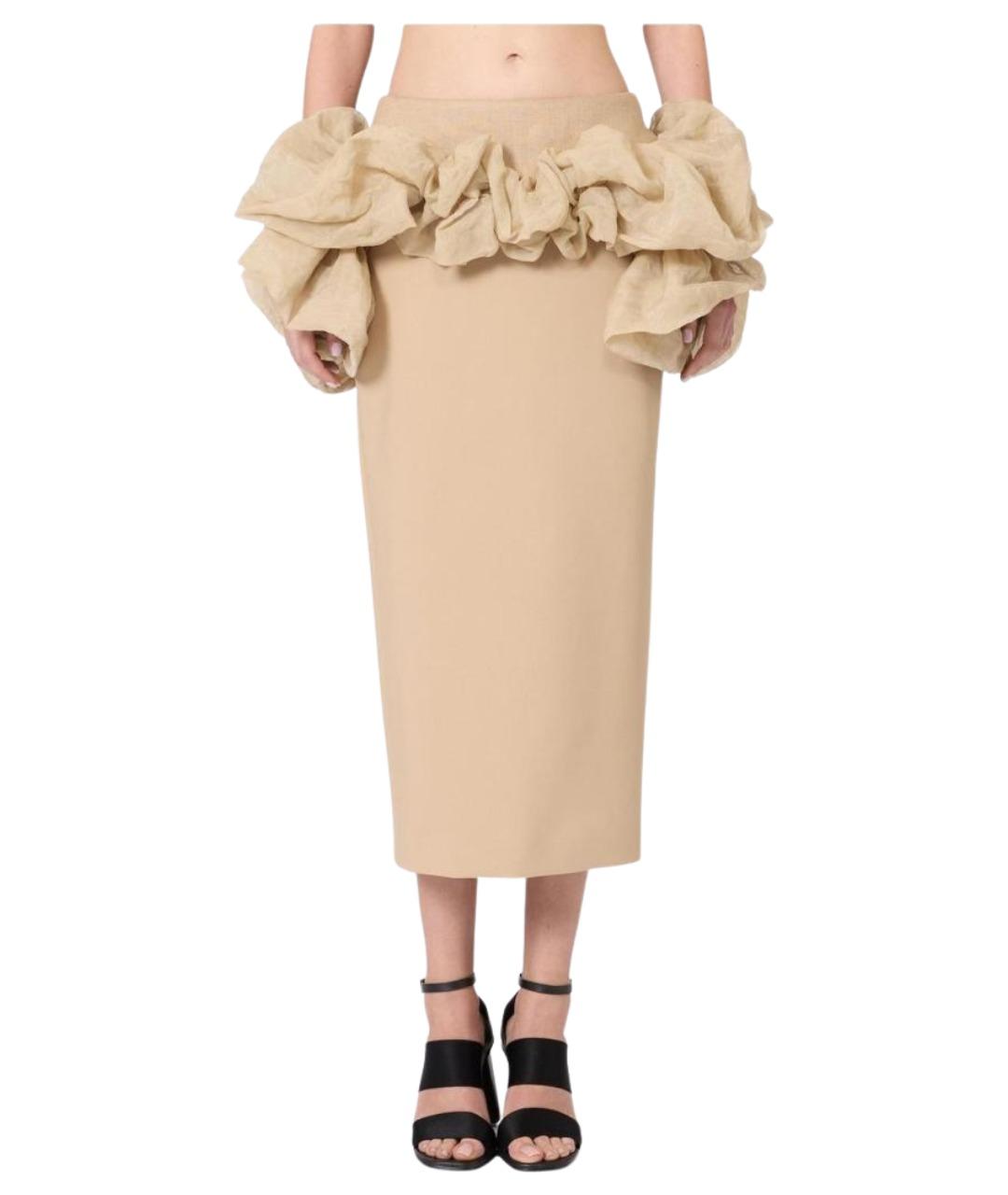 MAX MARA Бежевая полиамидовая юбка миди, фото 1