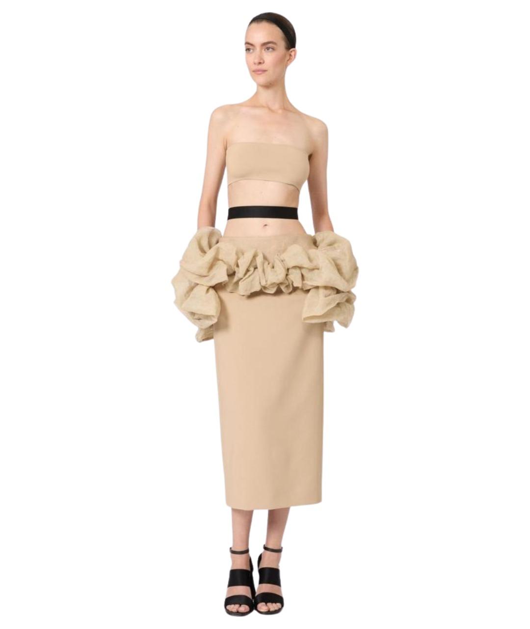MAX MARA Бежевая полиамидовая юбка миди, фото 4