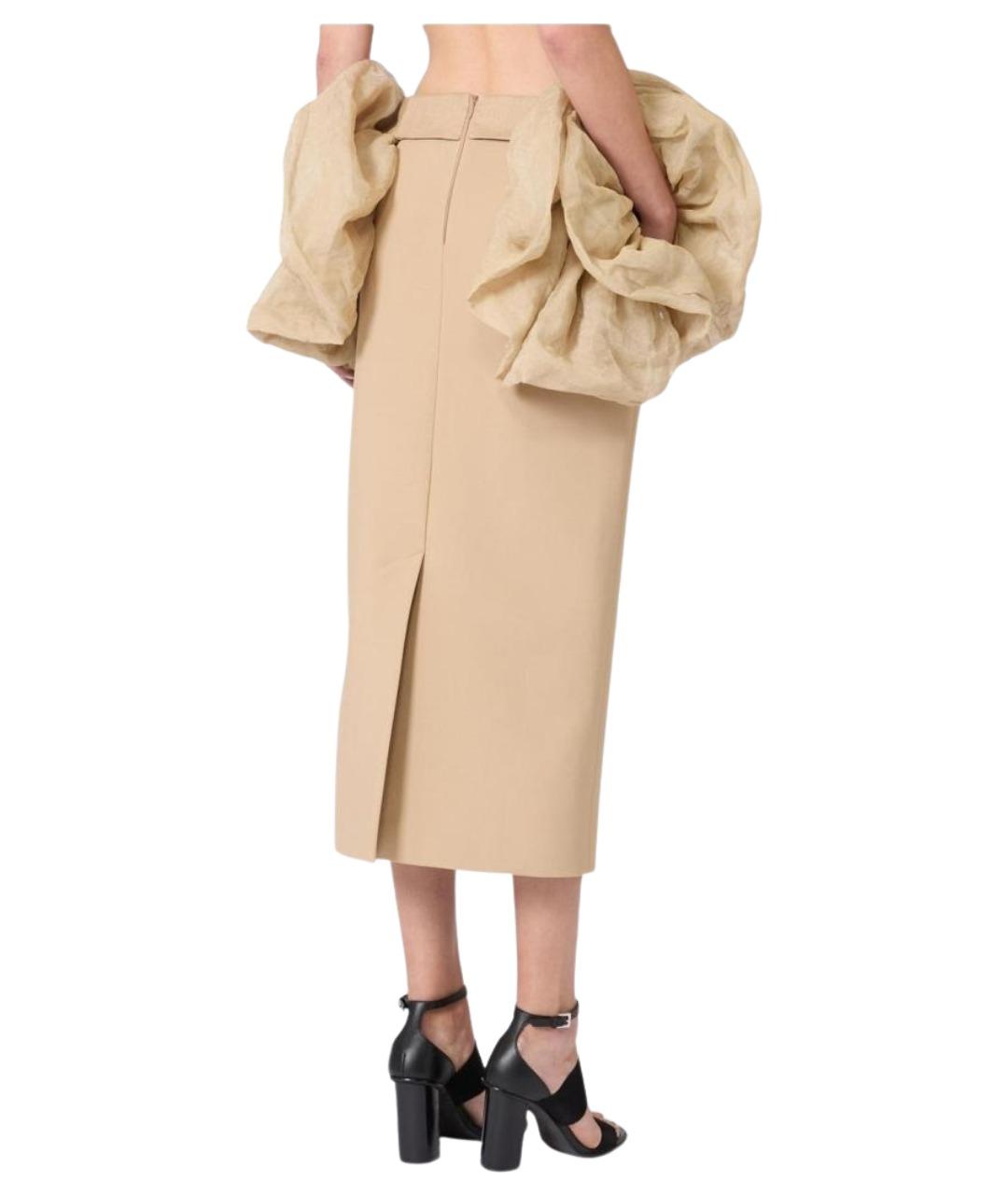 MAX MARA Бежевая полиамидовая юбка миди, фото 2