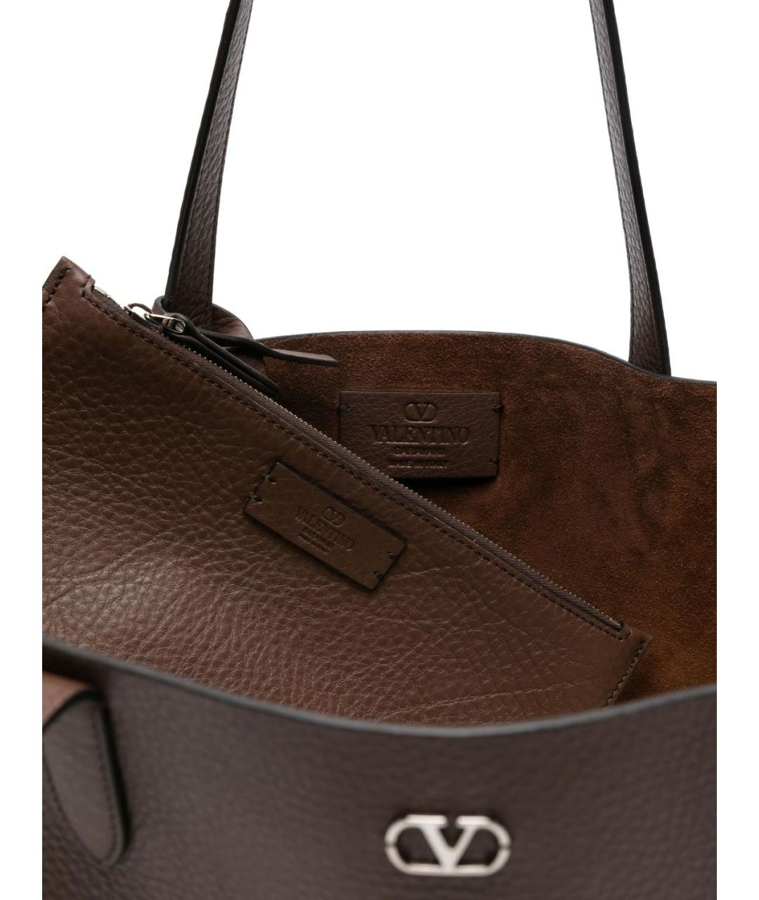 VALENTINO Коричневая кожаная сумка тоут, фото 4