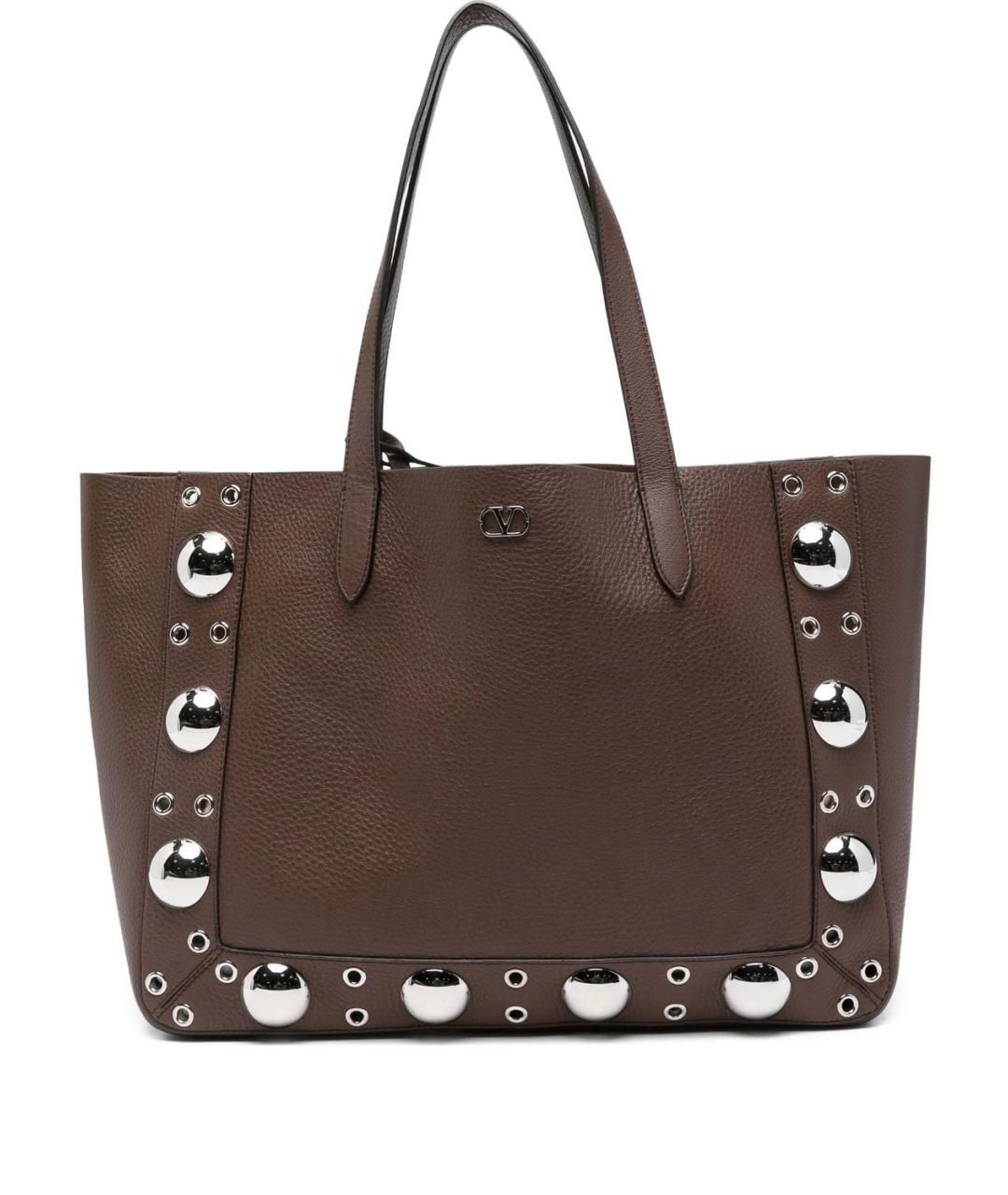 VALENTINO Коричневая кожаная сумка тоут, фото 1