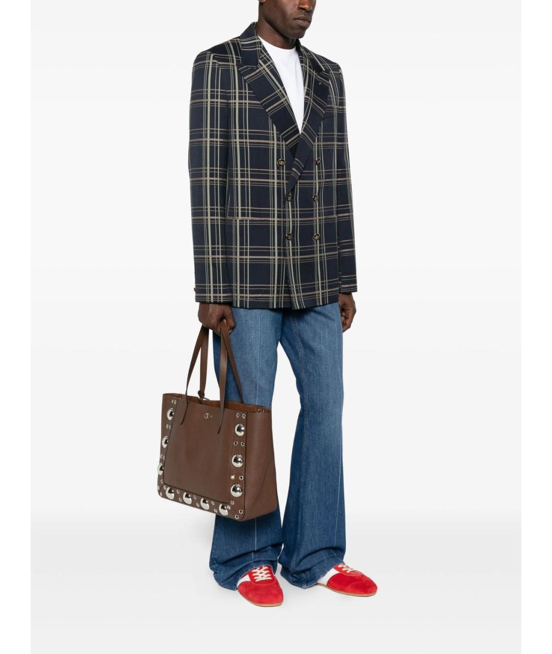 VALENTINO Коричневая кожаная сумка тоут, фото 2