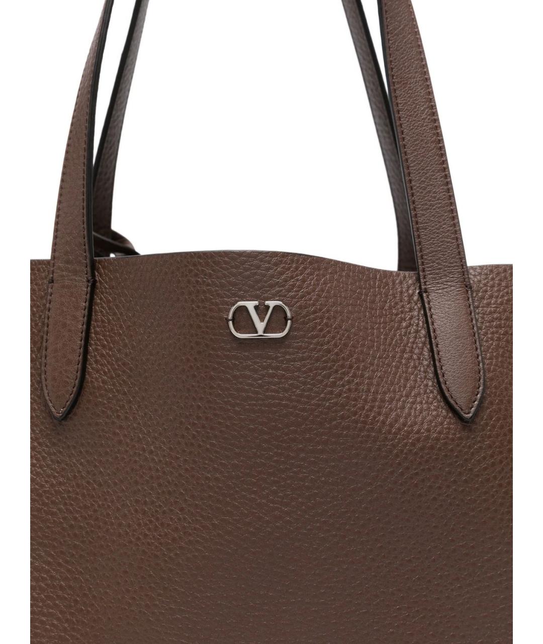 VALENTINO Коричневая кожаная сумка тоут, фото 3