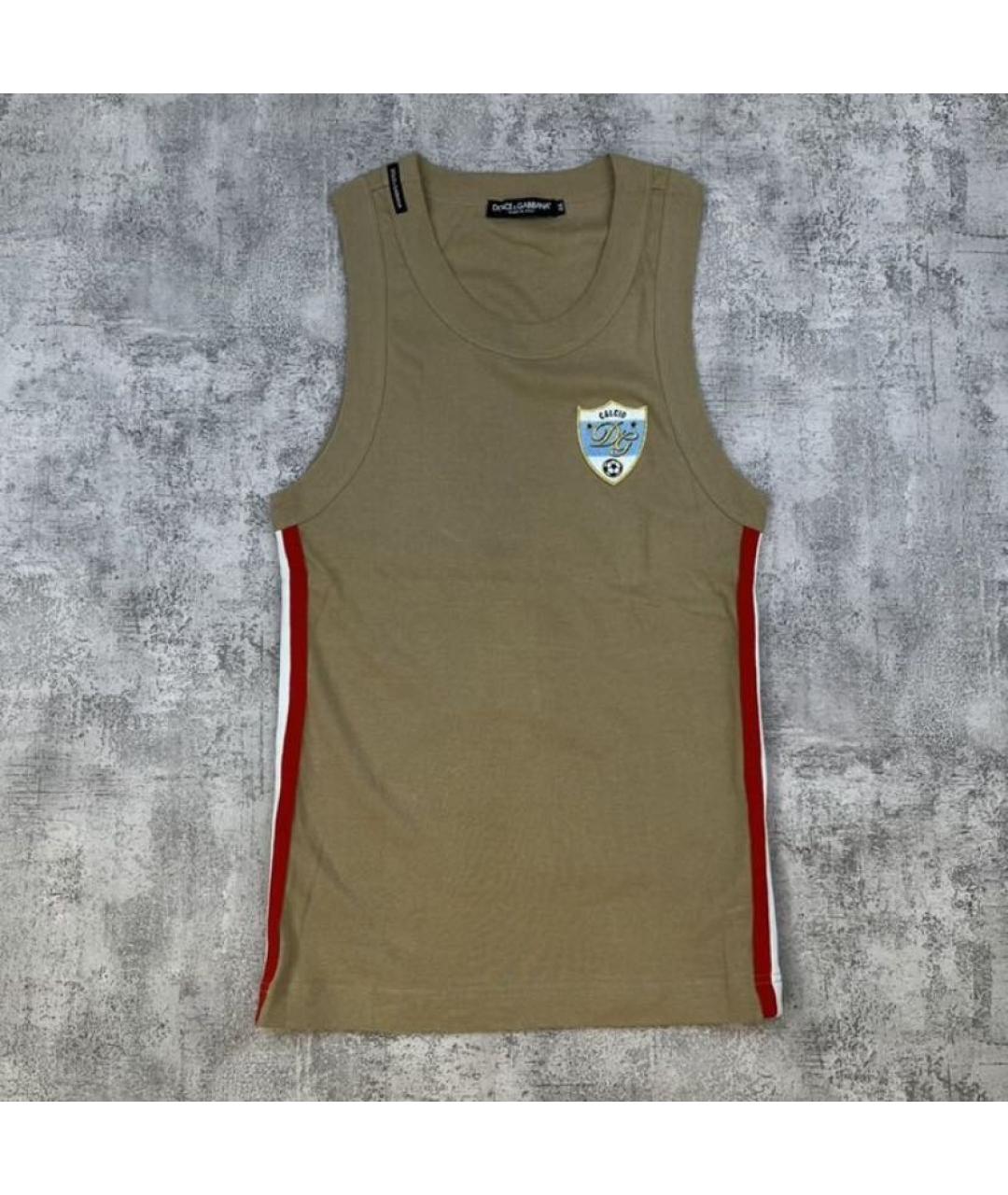 DOLCE&GABBANA Хаки хлопковая майка, фото 6