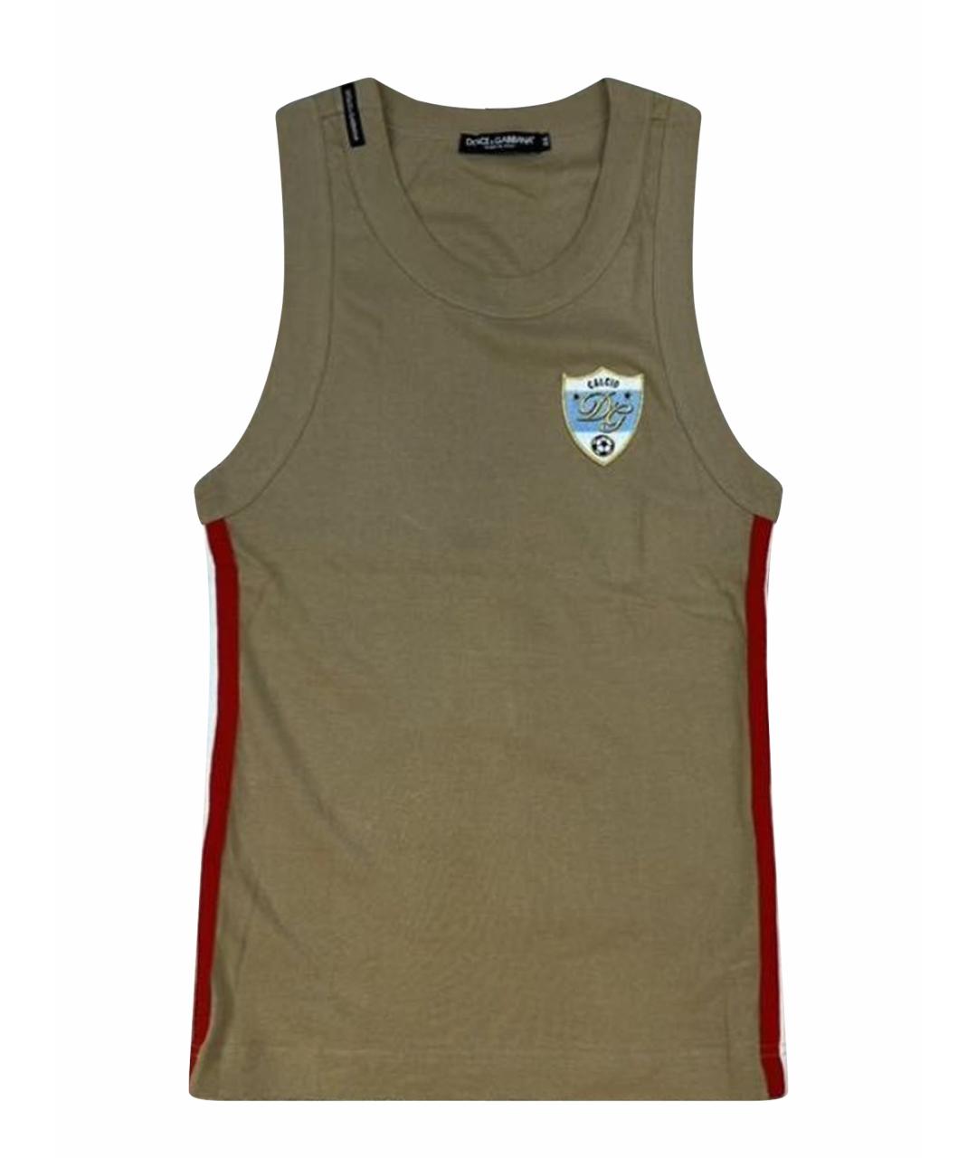 DOLCE&GABBANA Хаки хлопковая майка, фото 1