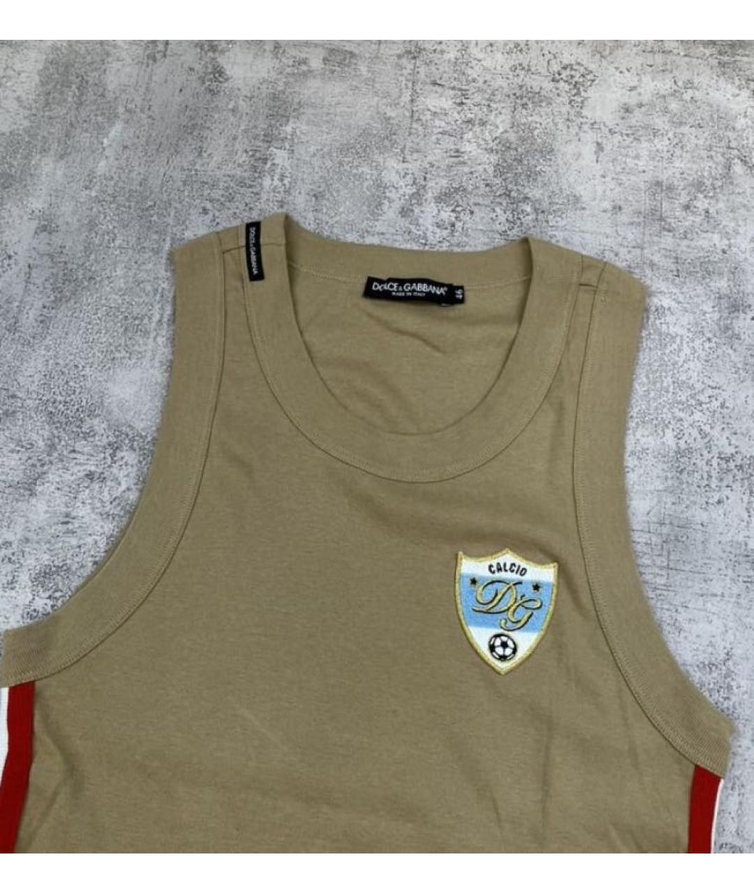 DOLCE&GABBANA Хаки хлопковая майка, фото 3