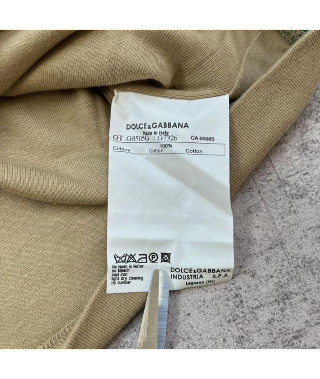 DOLCE&GABBANA Хаки хлопковая майка, фото 2