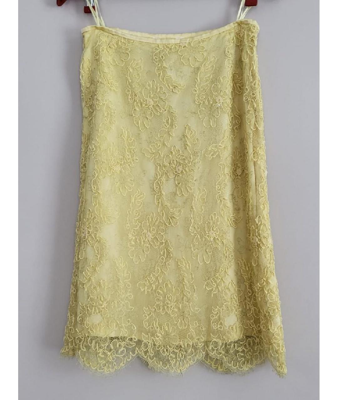 ESCADA Желтая кружевная юбка миди, фото 10