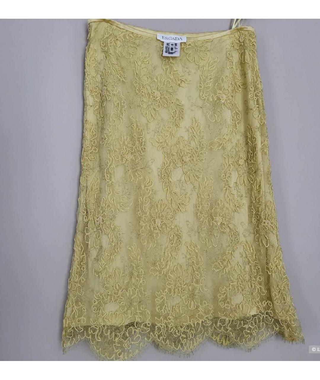 ESCADA Желтая кружевная юбка миди, фото 3