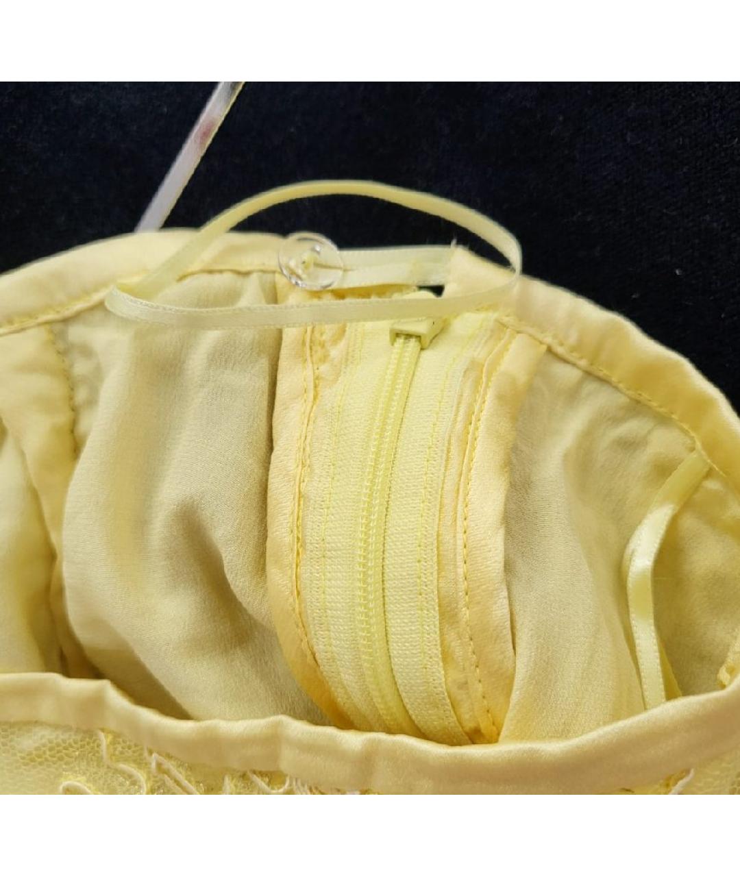 ESCADA Желтая кружевная юбка миди, фото 4