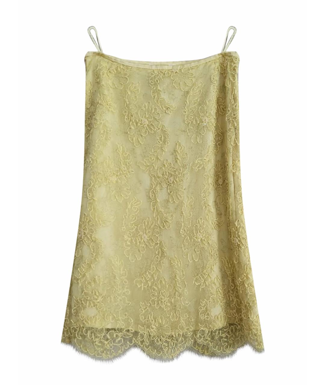 ESCADA Желтая кружевная юбка миди, фото 1