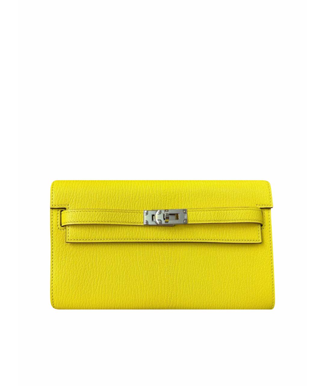 HERMES Желтый кожаный кошелек, фото 1