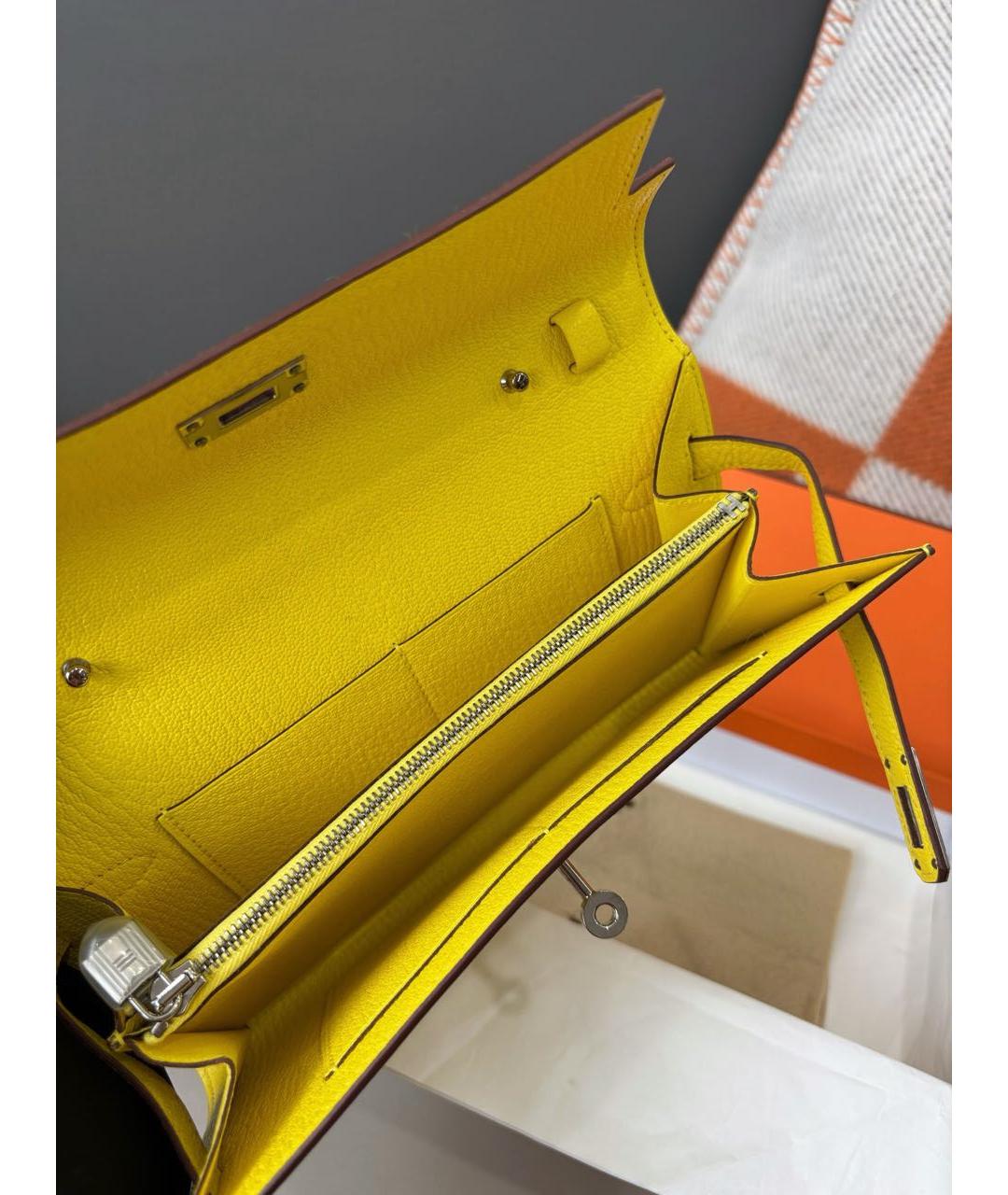 HERMES Желтый кожаный кошелек, фото 7