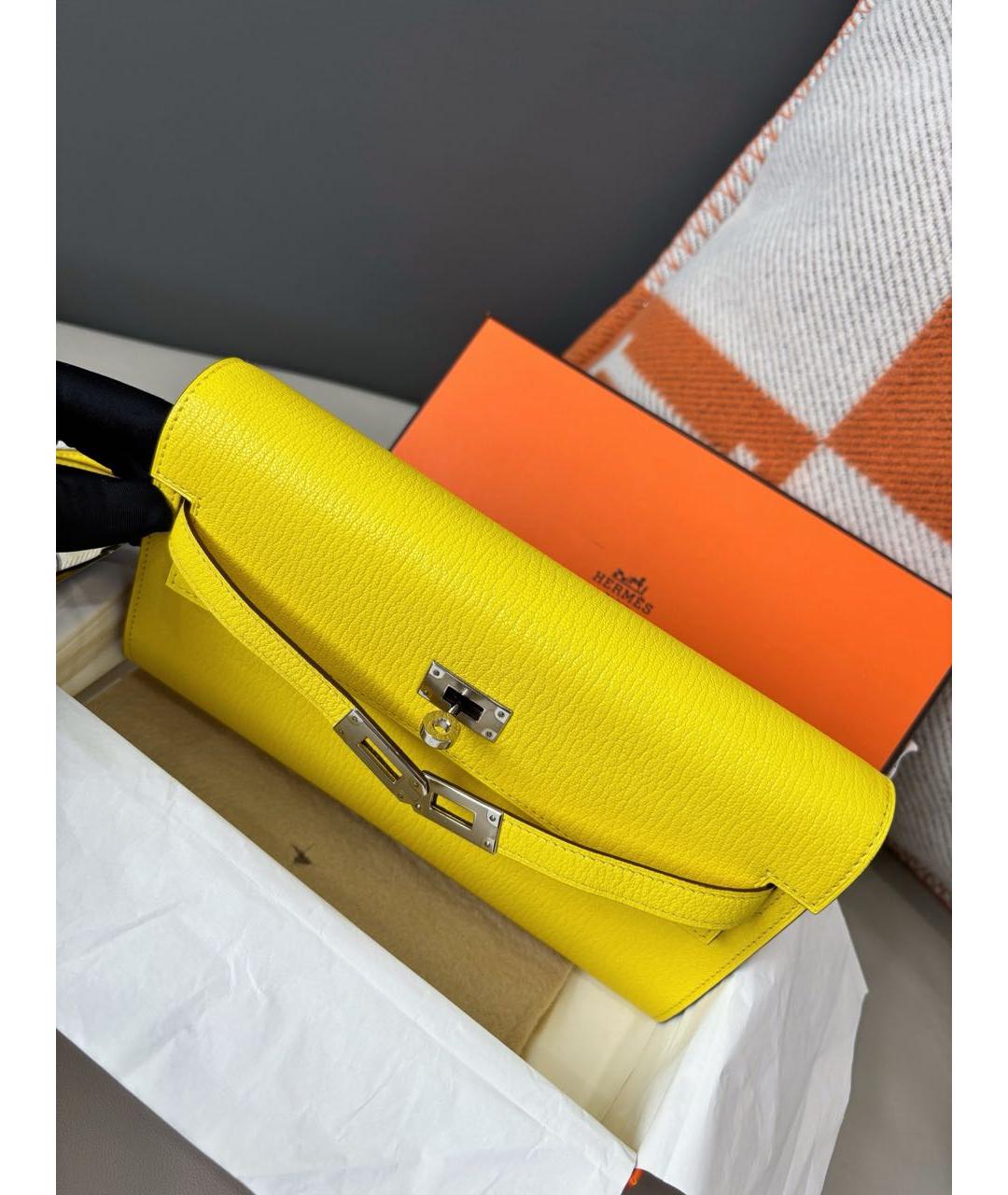 HERMES Желтый кожаный кошелек, фото 5