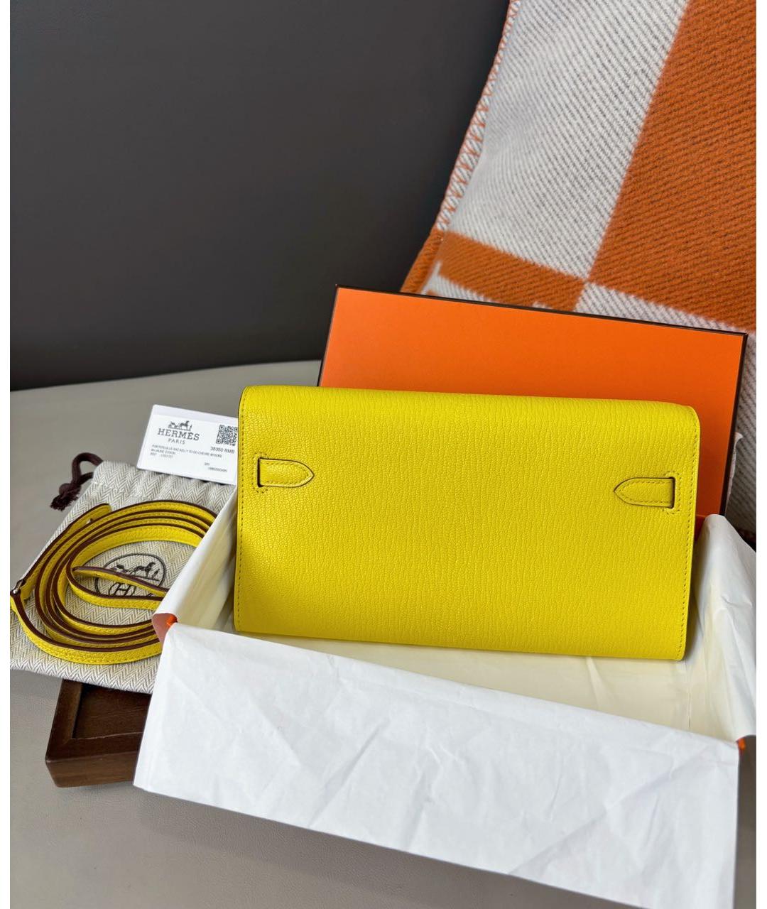 HERMES Желтый кожаный кошелек, фото 4