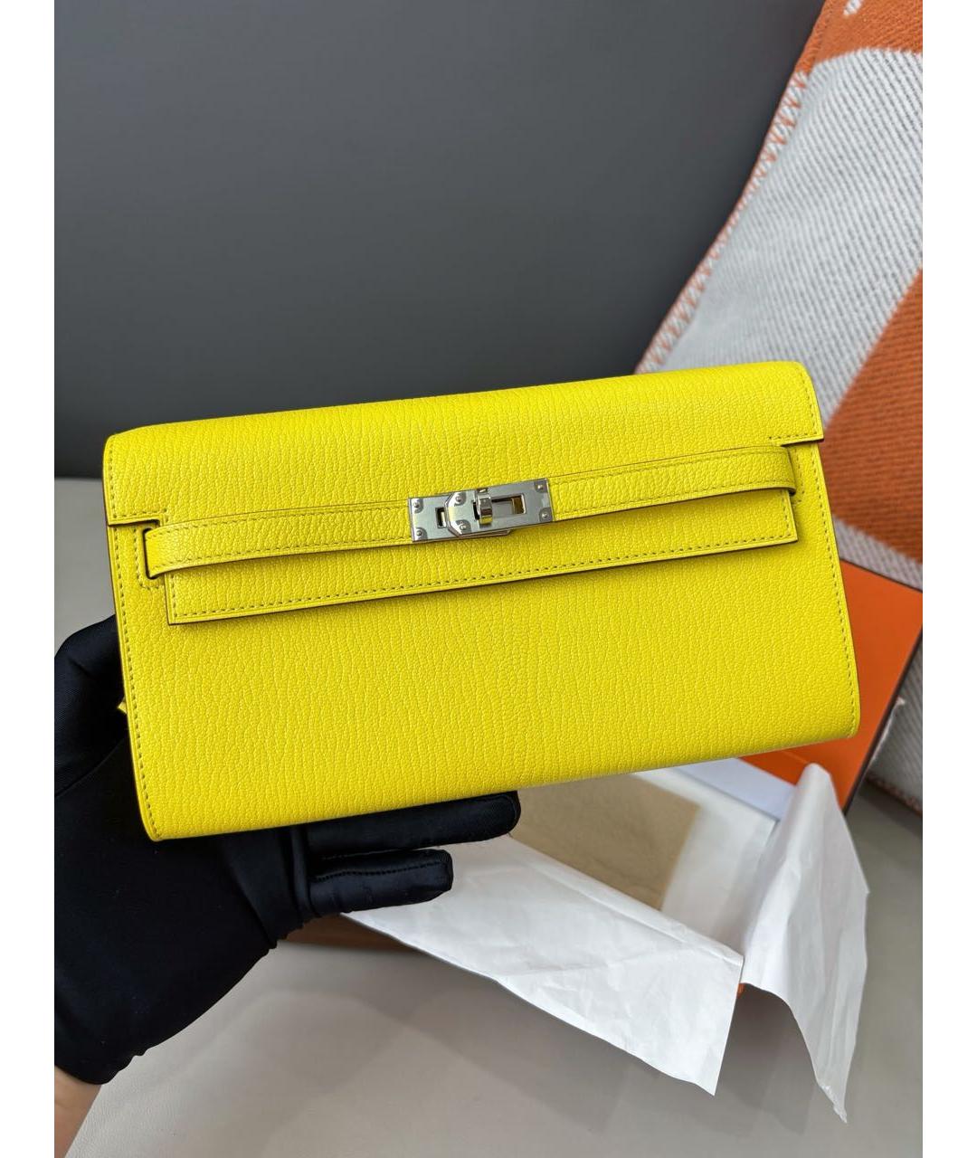 HERMES Желтый кожаный кошелек, фото 8