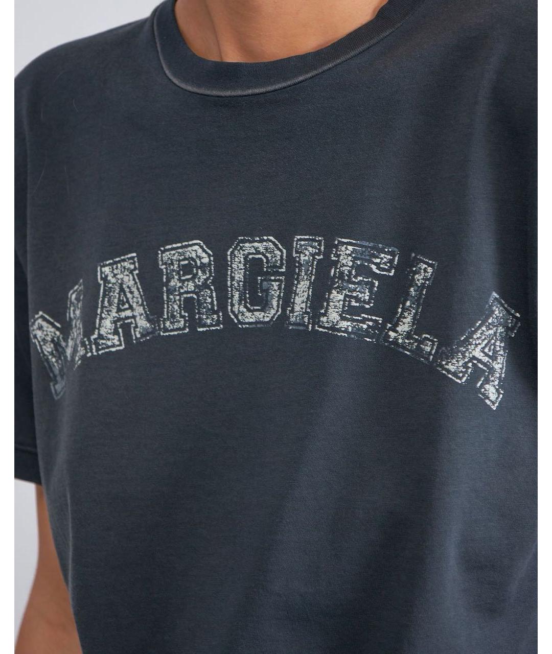 MAISON MARGIELA Темно-синяя хлопковая футболка, фото 4