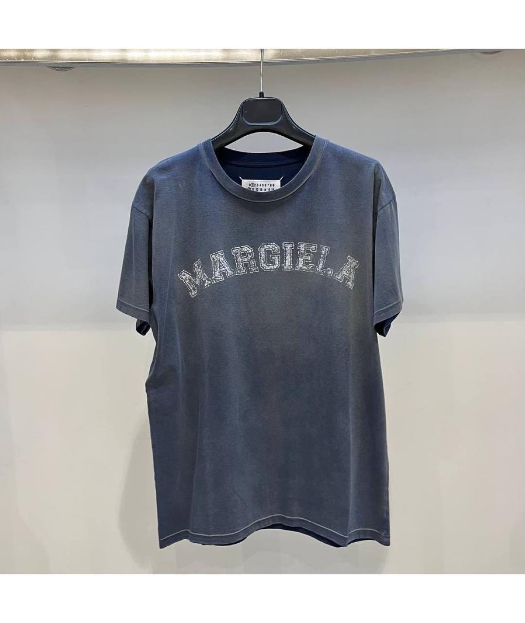 MAISON MARGIELA Темно-синяя хлопковая футболка, фото 6