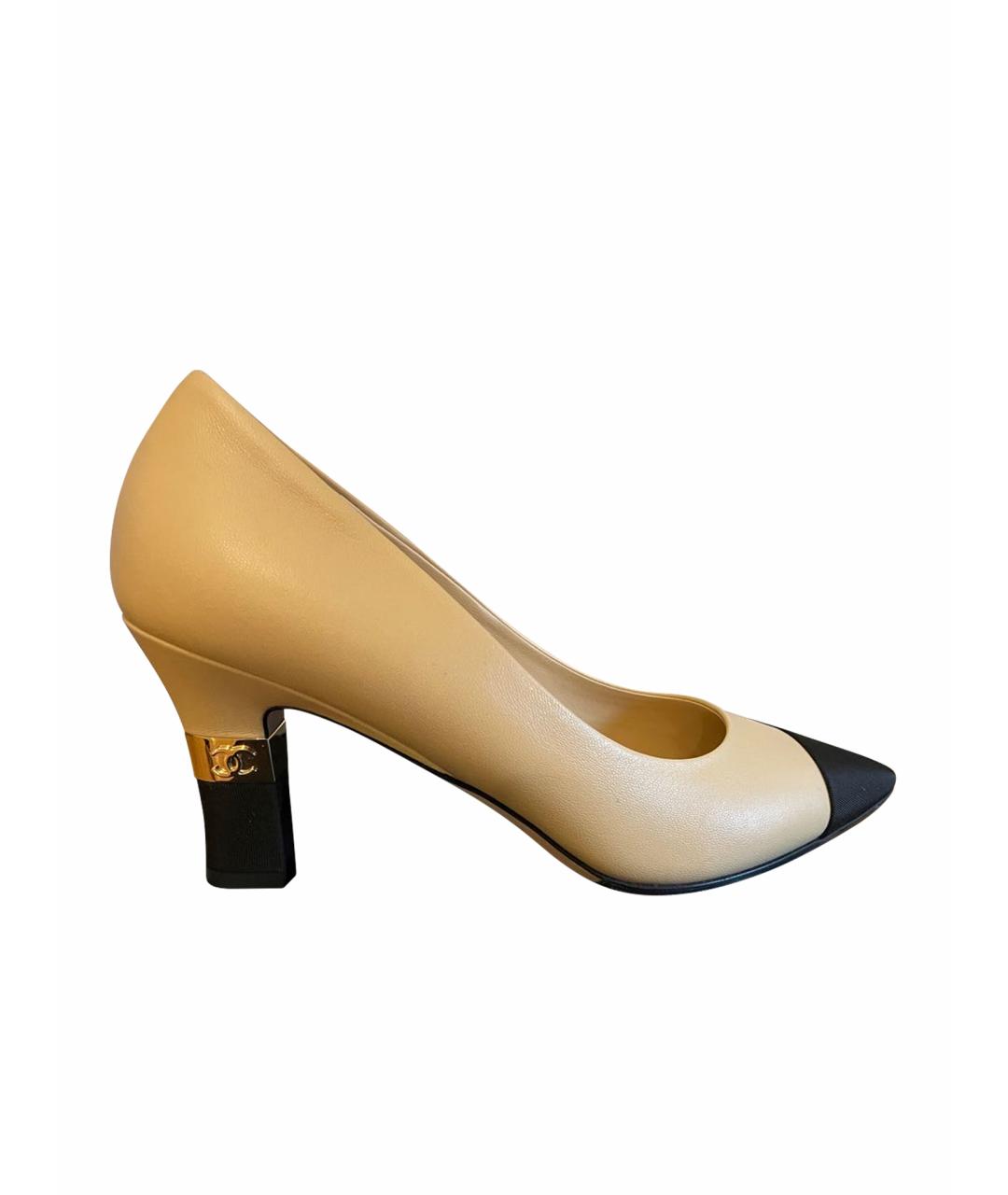 CHANEL Бежевые кожаные туфли, фото 1