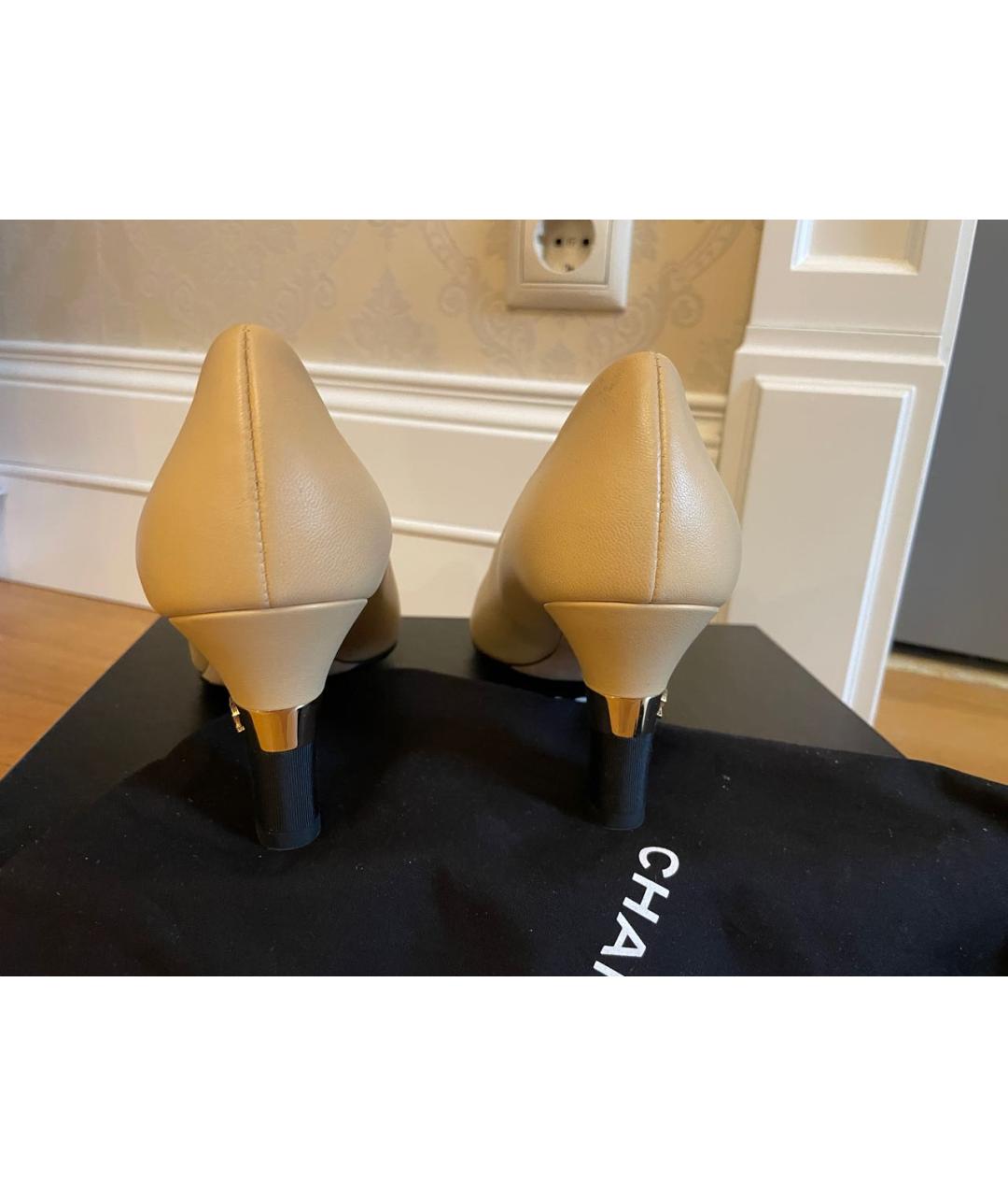 CHANEL Бежевые кожаные туфли, фото 3