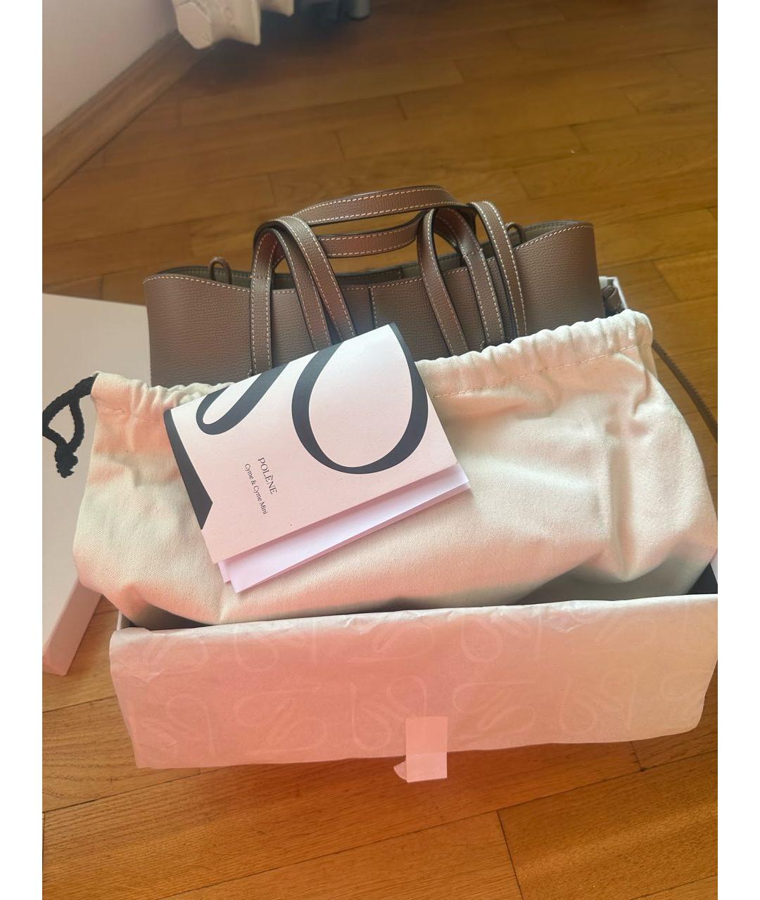 POLENE Коричневая кожаная сумка тоут, фото 2