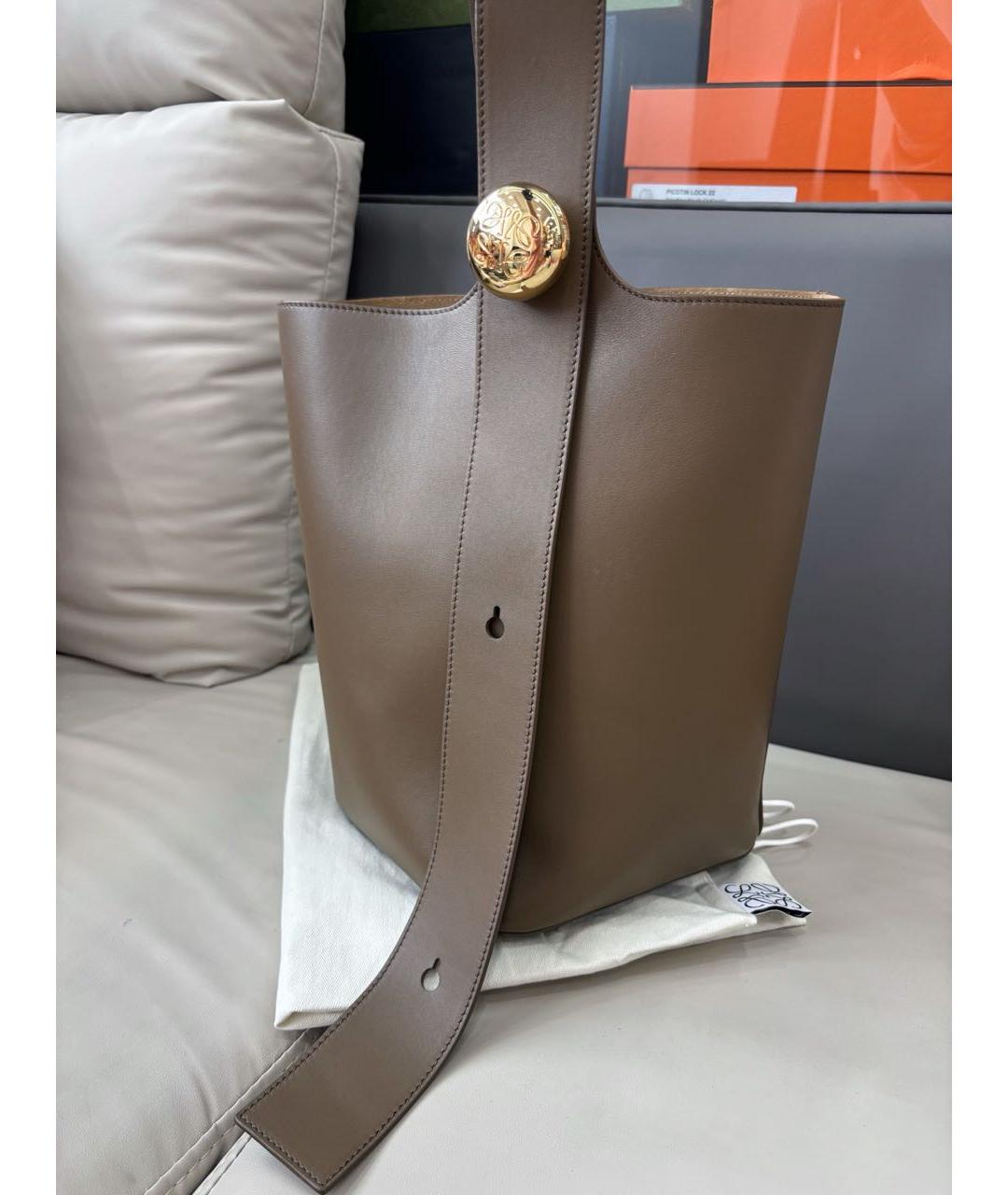 LOEWE Коричневая кожаная сумка тоут, фото 2