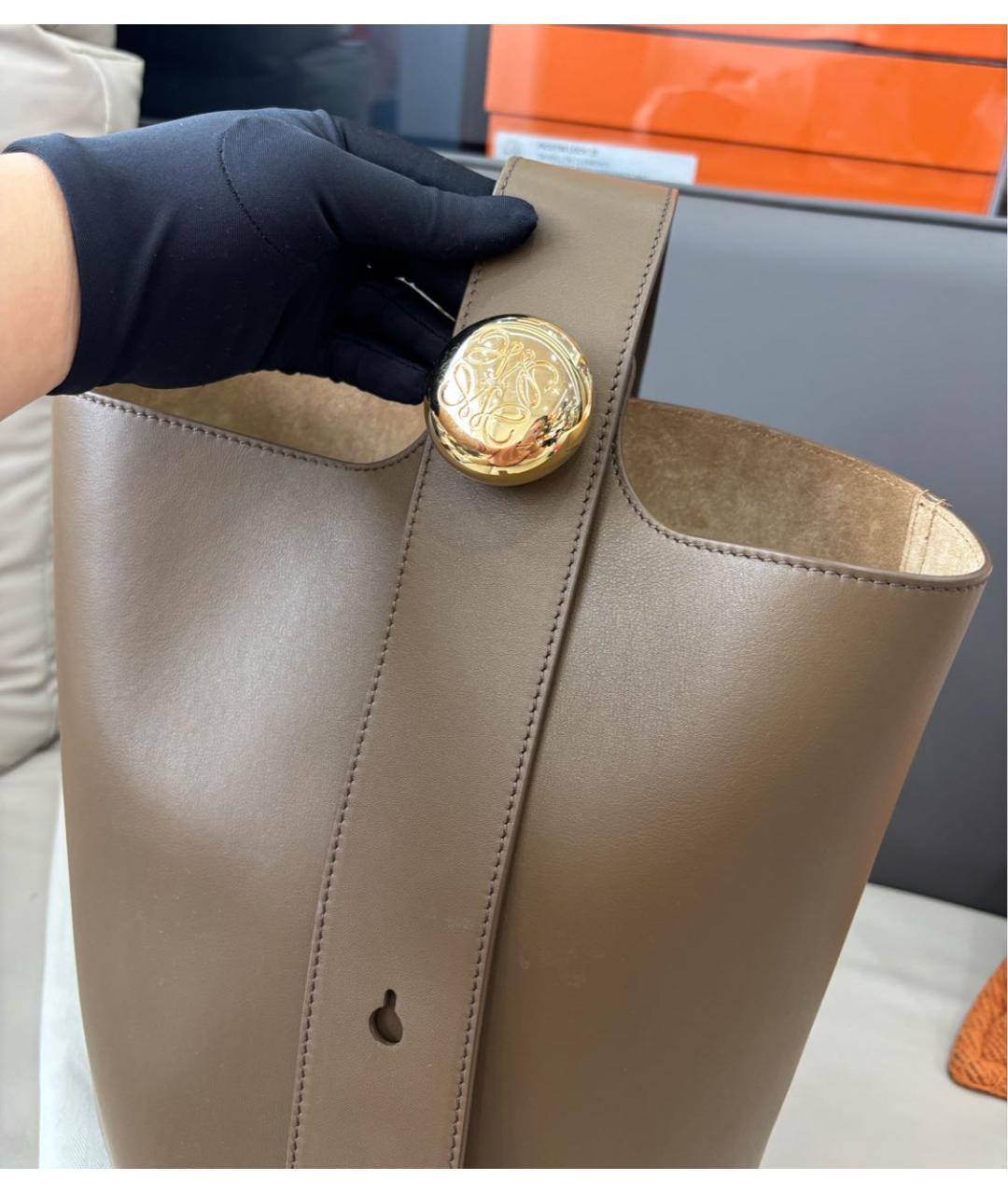 LOEWE Коричневая кожаная сумка тоут, фото 6