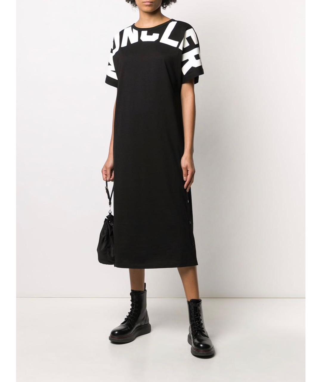 MONCLER Черное хлопковое повседневное платье, фото 2