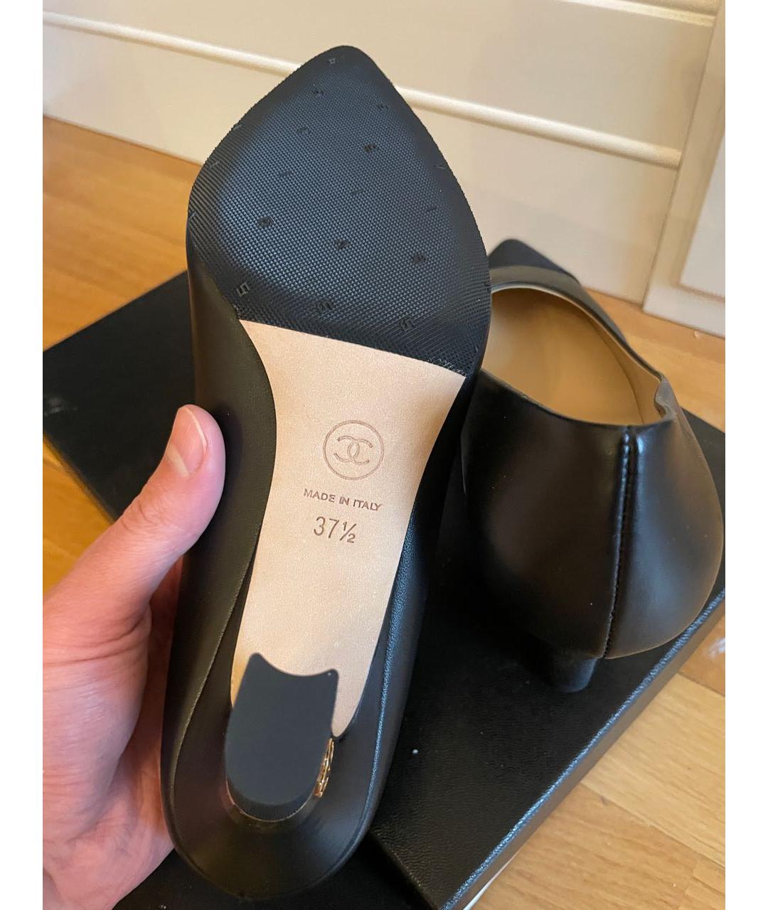 CHANEL Черные кожаные туфли, фото 4