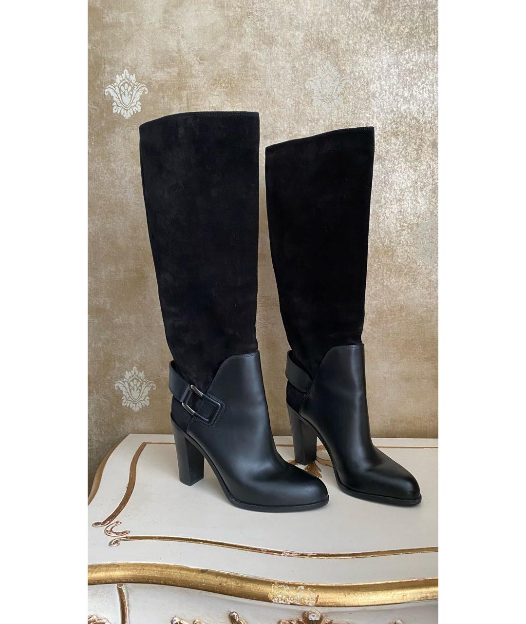 SERGIO ROSSI Черные замшевые сапоги, фото 5