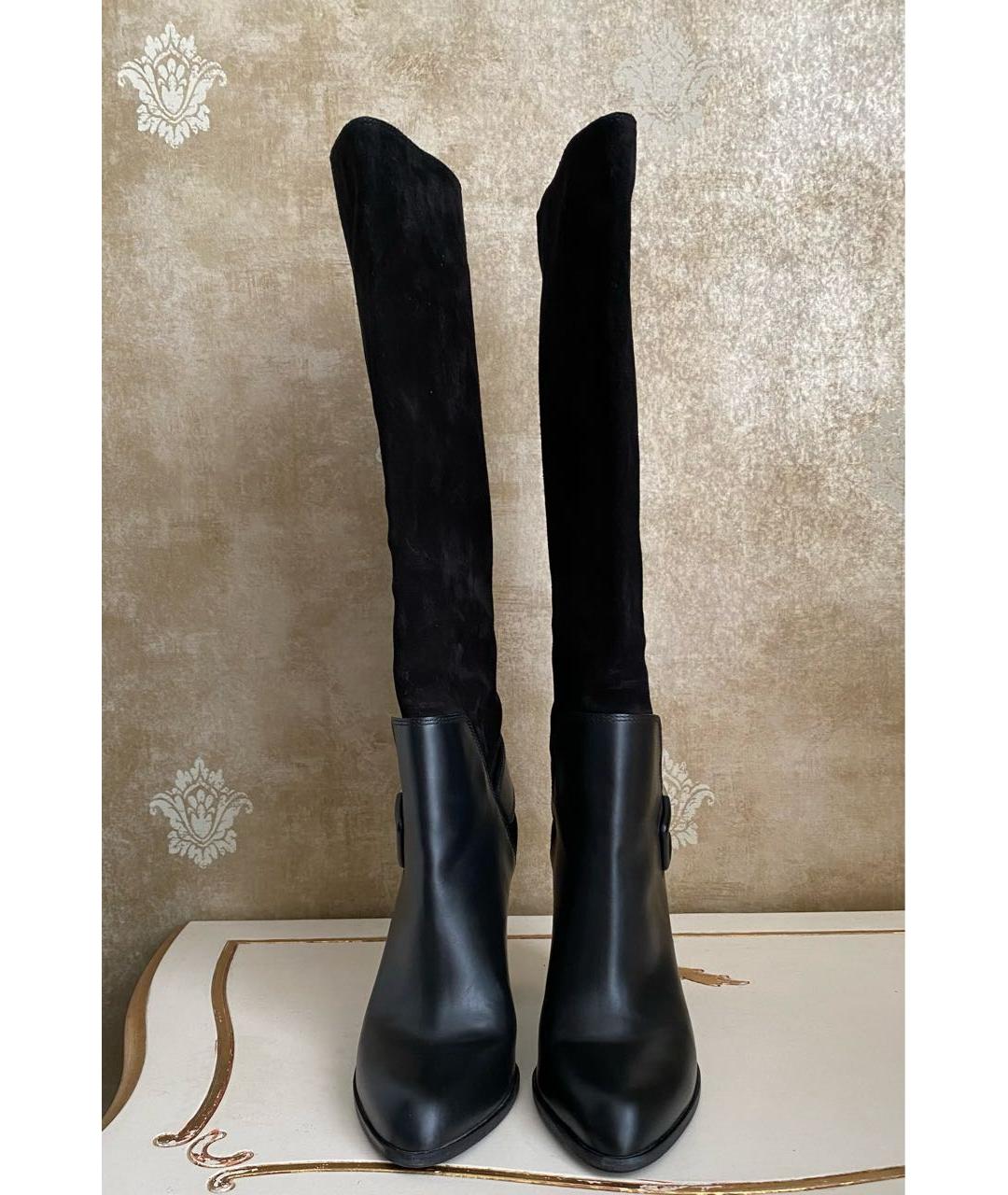 SERGIO ROSSI Черные замшевые сапоги, фото 7