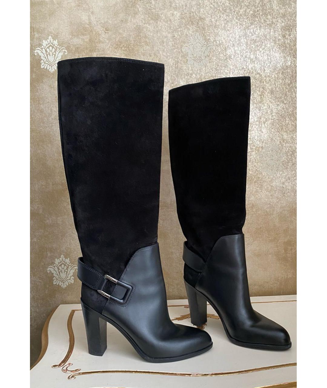 SERGIO ROSSI Черные замшевые сапоги, фото 2