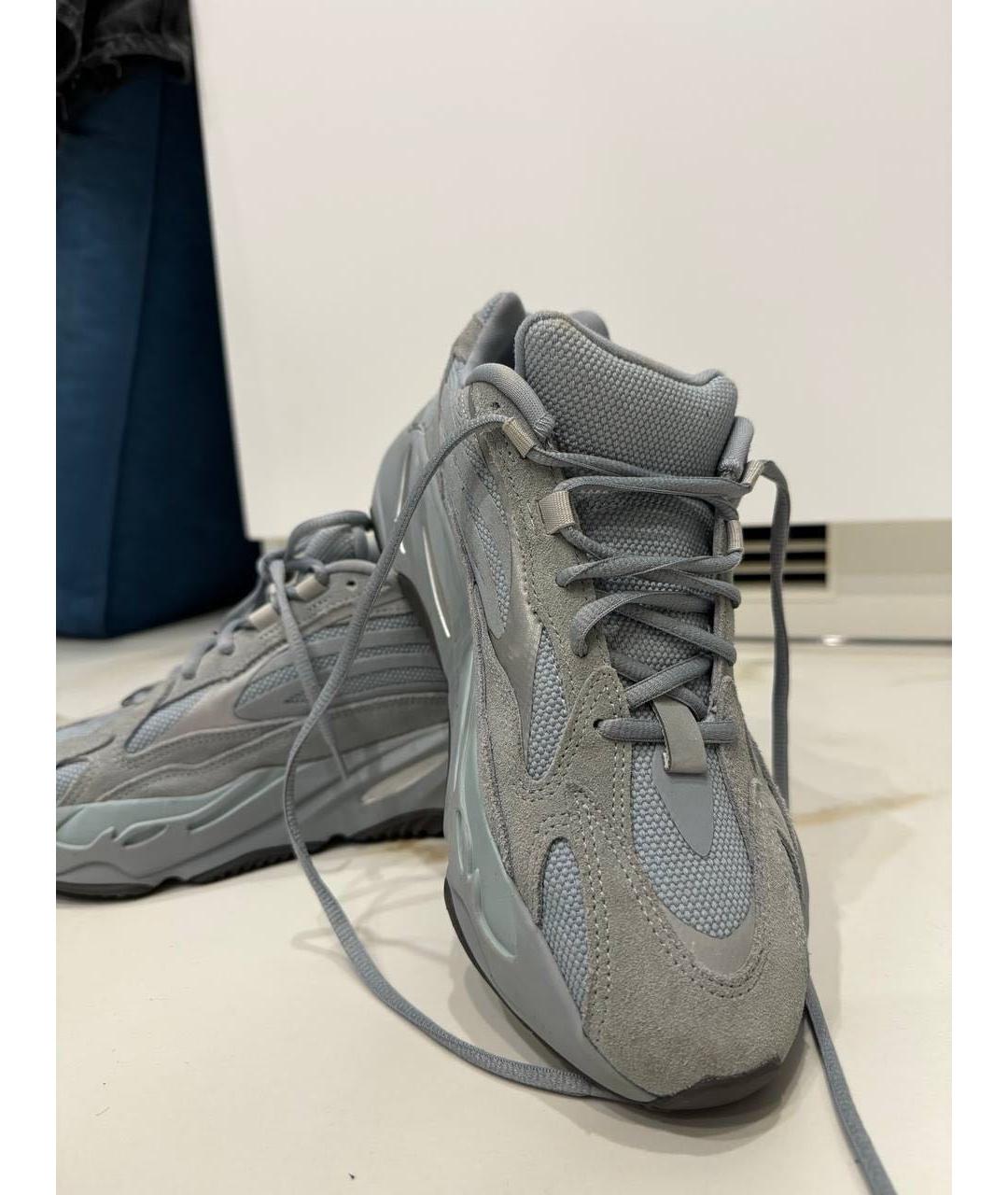 ADIDAS YEEZY Голубые текстильные высокие кроссовки / кеды, фото 5