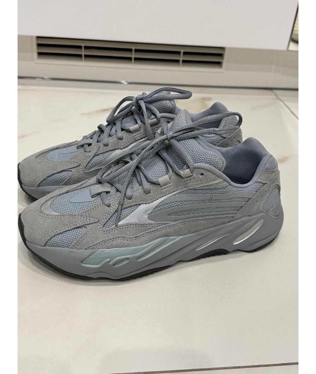 ADIDAS YEEZY Голубые текстильные высокие кроссовки / кеды, фото 7