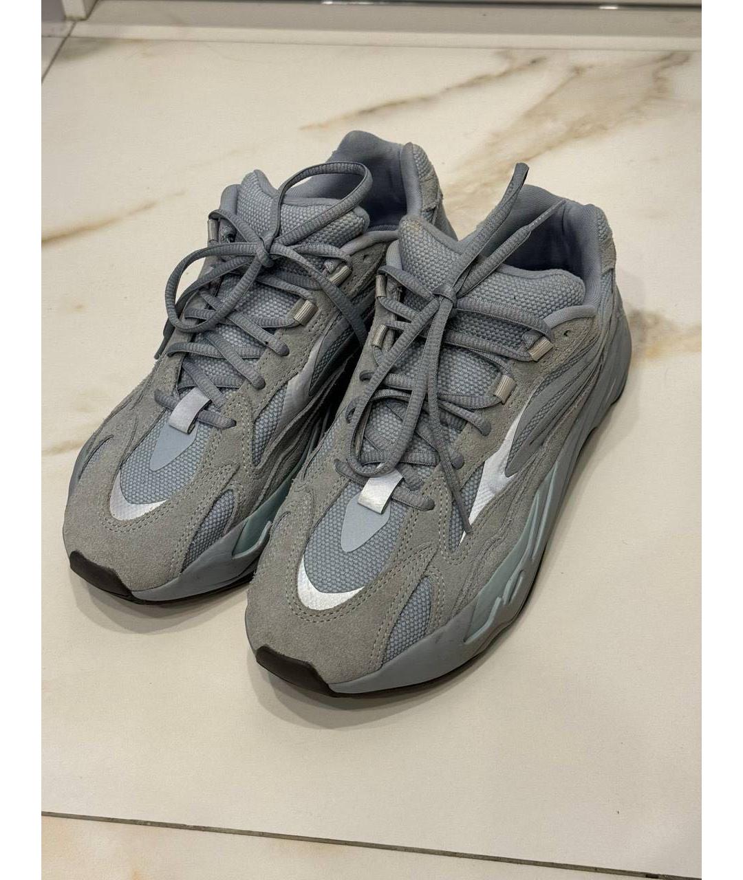 ADIDAS YEEZY Голубые текстильные высокие кроссовки / кеды, фото 2