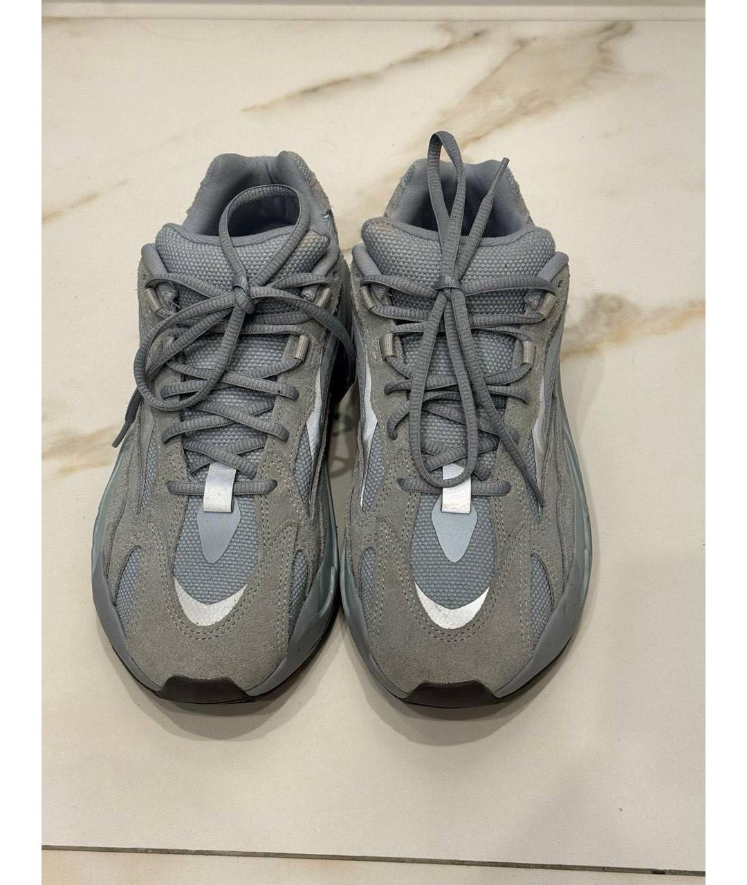 ADIDAS YEEZY Голубые текстильные высокие кроссовки / кеды, фото 3