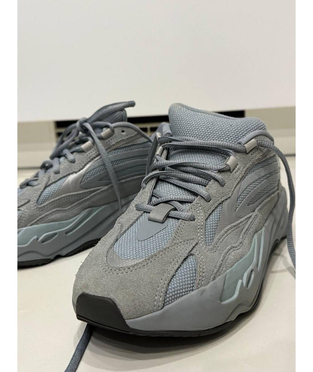 ADIDAS YEEZY Голубые текстильные высокие кроссовки / кеды, фото 6