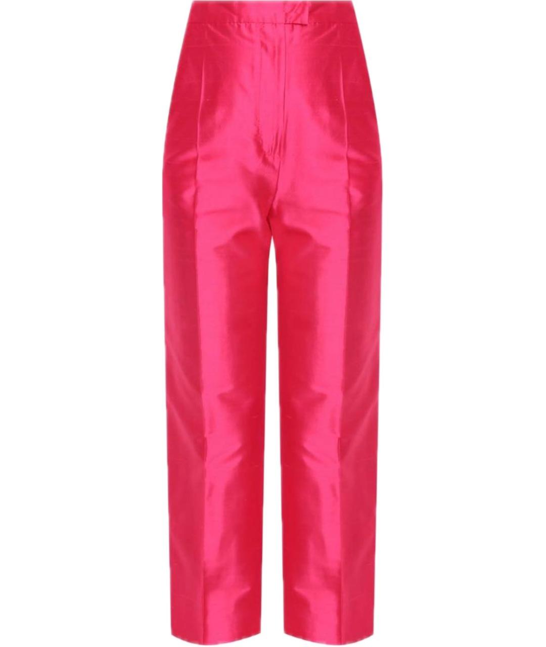 MAX MARA STUDIO Фуксия шелковые прямые брюки, фото 6