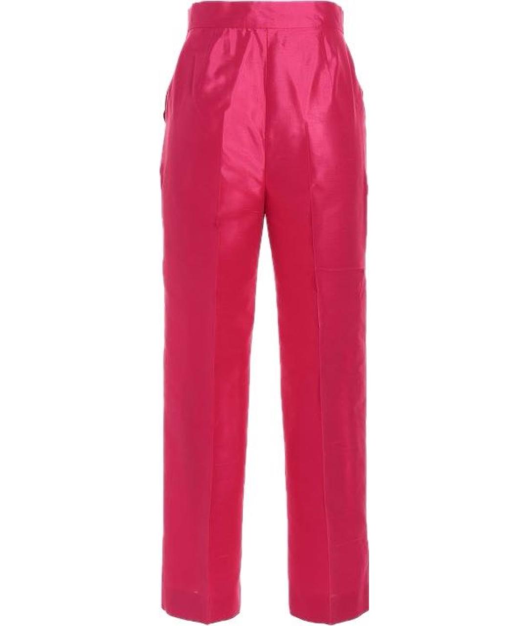 MAX MARA STUDIO Фуксия шелковые прямые брюки, фото 5
