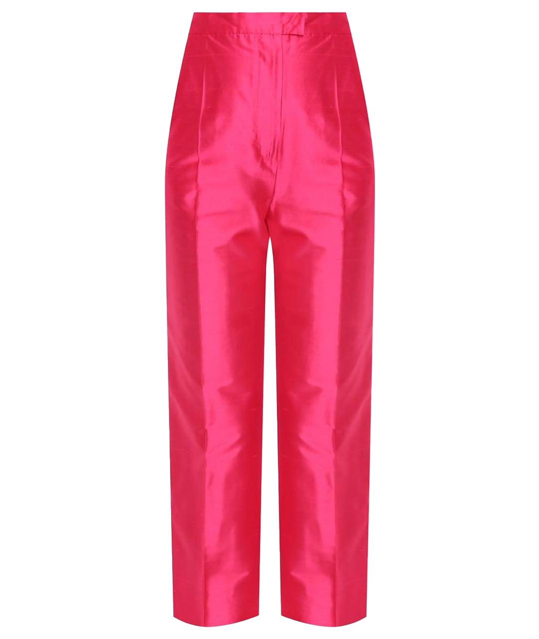 MAX MARA STUDIO Фуксия шелковые прямые брюки, фото 1