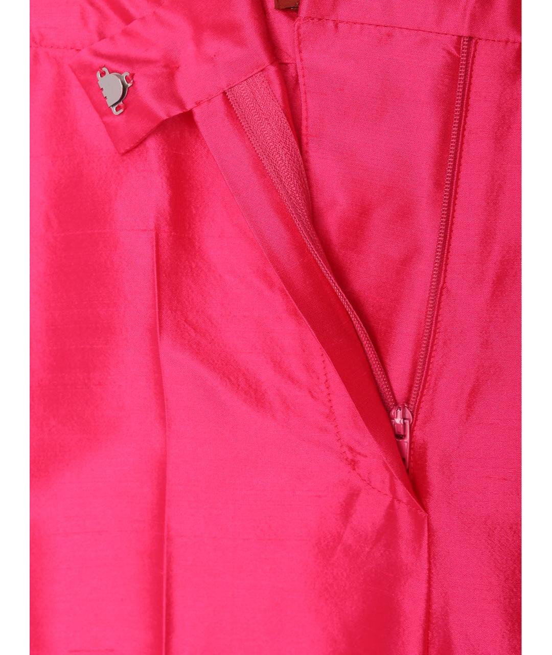 MAX MARA STUDIO Фуксия шелковые прямые брюки, фото 4
