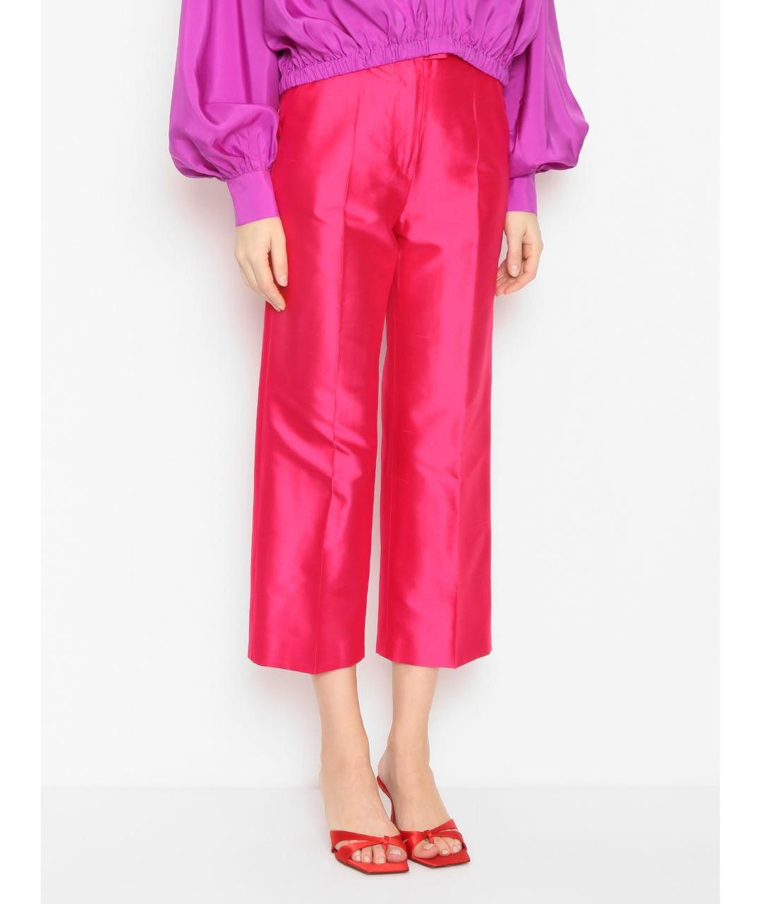 MAX MARA STUDIO Фуксия шелковые прямые брюки, фото 3