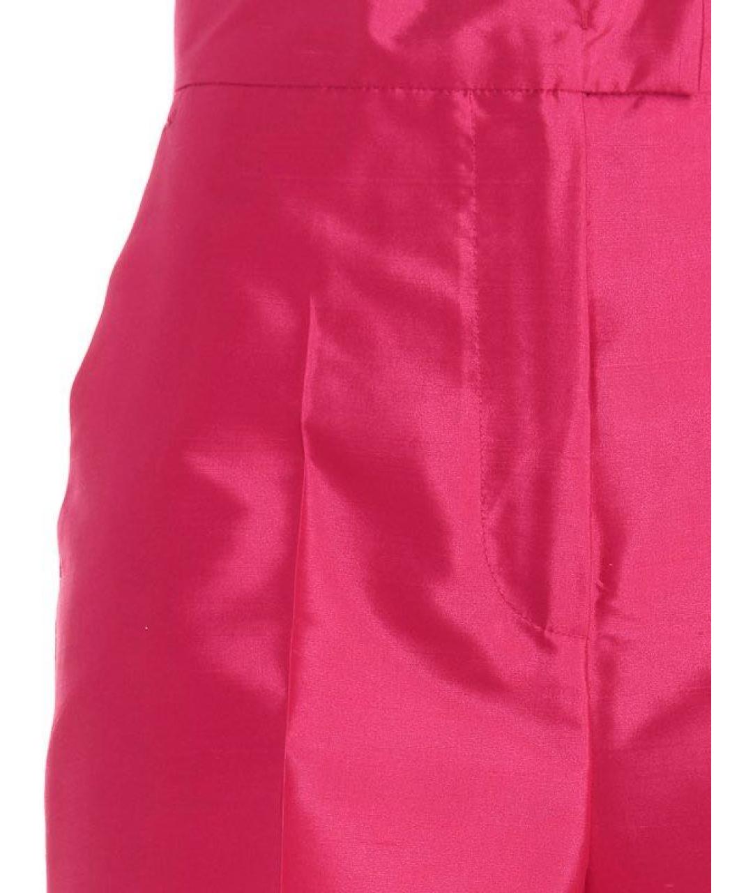 MAX MARA STUDIO Фуксия шелковые прямые брюки, фото 2