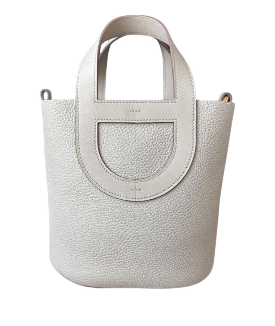HERMES Белая кожаная сумка тоут, фото 1